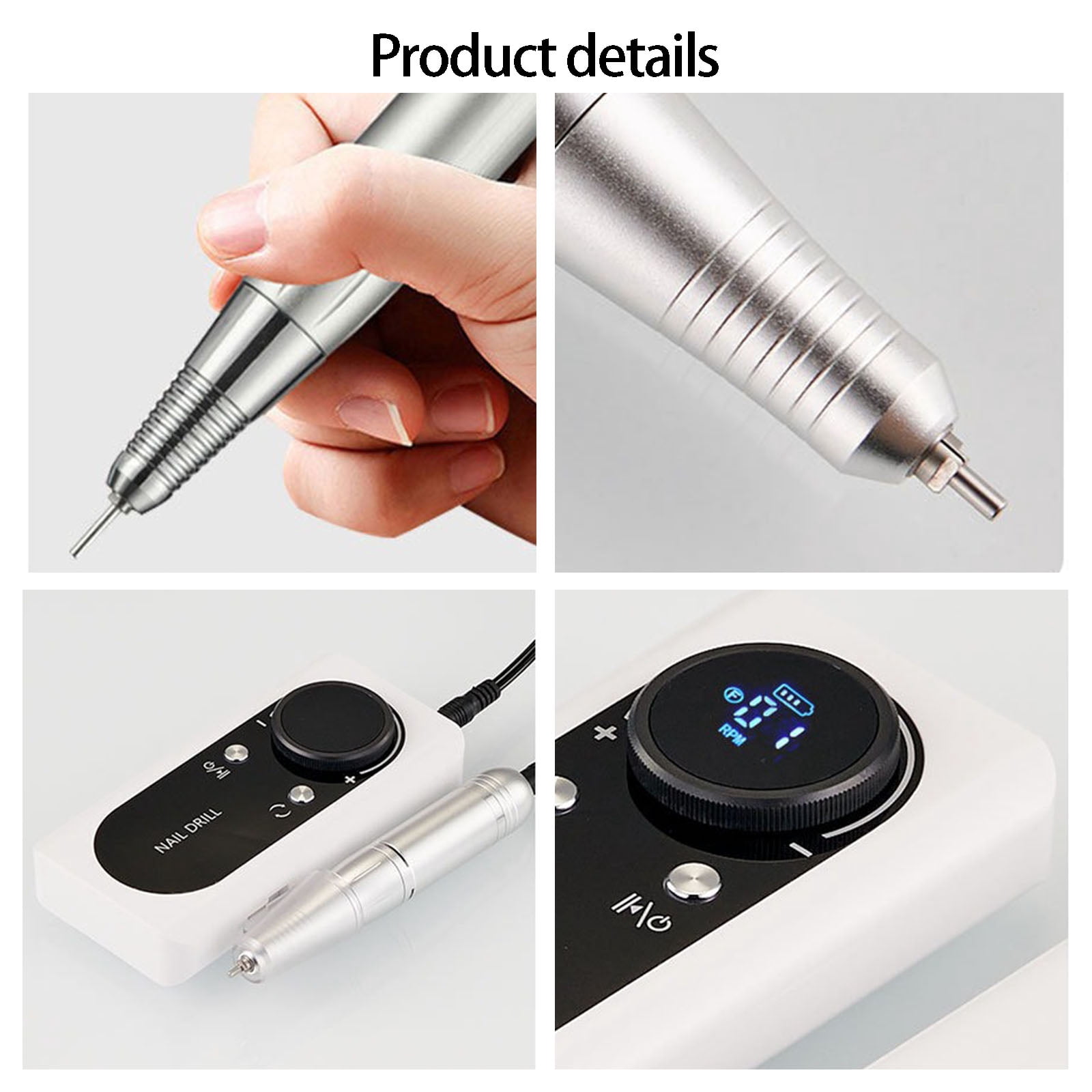 Electric Nails Drill Nails Grinder Set USB Connection 6 Drill Heads for Easy Travel Use Easy Manicure Applications