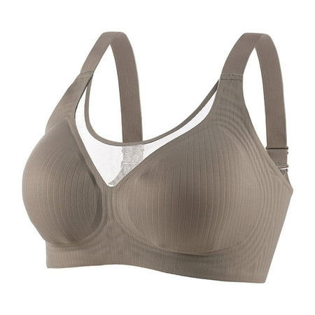 Ecqkame Bras for Women No Underwire Wireless Bra Push Up Plus Size Seamless Everyday Bra Coffee XXL on Clearance