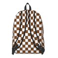 thumbnail image 3 of Brown and White Checkered Pattern Backpack for School, Cute School Bag with Adjustable Shoulder Straps and Padded Back, 15.7"x11.8"x5.5", 3 of 5