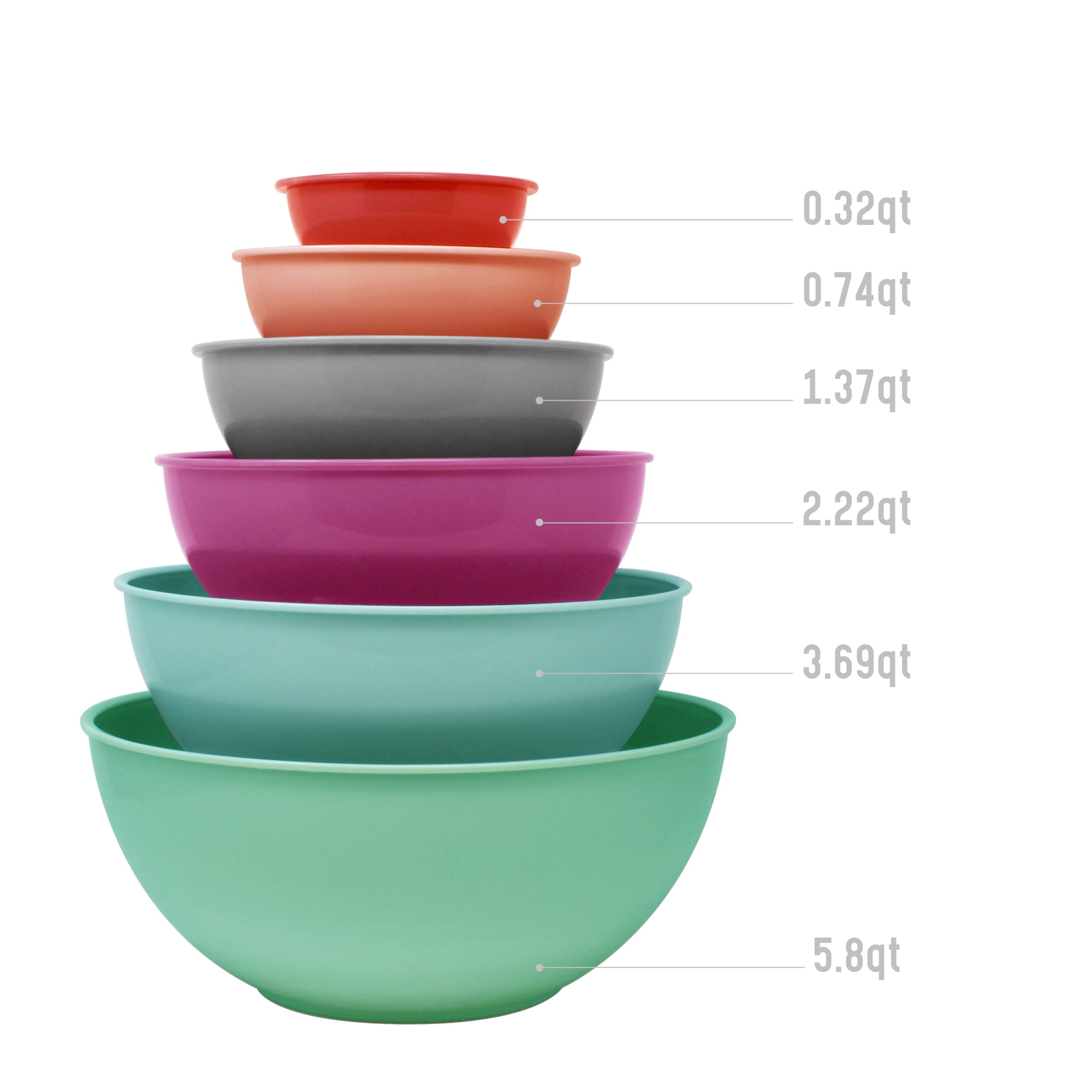 Home Gourmet 12-Piece Polypropylene Nesting Mixing Bowl Set with Lids -  Multi-sized Tupperware Set - (Deep Sunrise) 