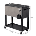 thumbnail image 3 of Tcbosik 80Qt Rolling Ice Chest Cooler Cart, Outdoor Trolley with Storage Shelf, Bottle Opener & Cap Collector, Bar Cart for Indoor & Outdoor, Wood Grain Gray, 3 of 11