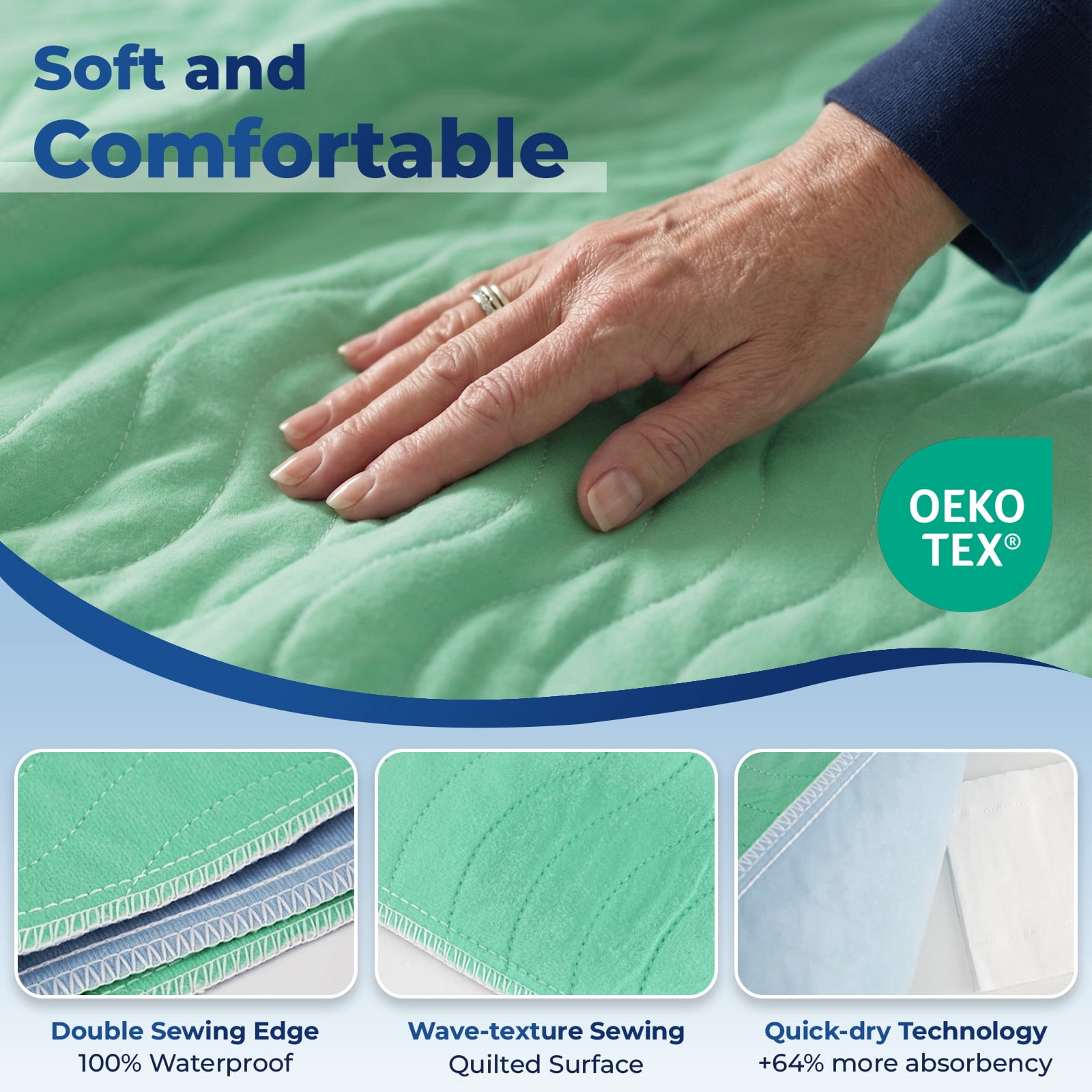 4pack 36” x 36” Extra Heavy Absorbency Washable Underpads, Waterproof Quick Drying Nursing Pads Incontinence Bed Pads, Reusable Washable Pee Pads for Dogs, Diaper Changing & Adults(Green)
