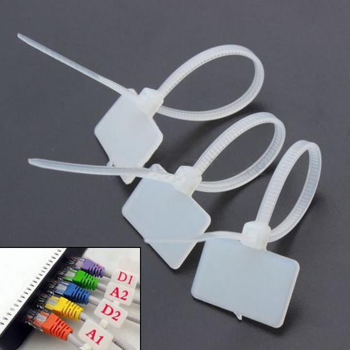 Self-locking Zip  200Pcs Nylon Cable Ties Tag Labels Plastic Loop Ties Markers 