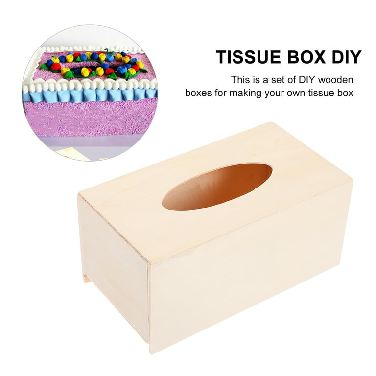 Khaki DIY Tissue Boxes for Kids Playing Safe Portable Wooden