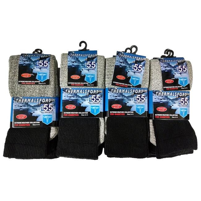 Socksinbulk 917-H29-9-11-gry-dz Excell Mens Diabetic Neuropathy Edema Marled Crew Socks, Size 9-11 - 12 Pair