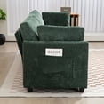 thumbnail image 4 of 111.42*32.28 inches Comfortable three-seater chenille fabric sofa, soft to sit on, with super soft cushions and side pockets, suitable for living room, apartment. Three-seater deep sofa,Dark Green, 4 of 8