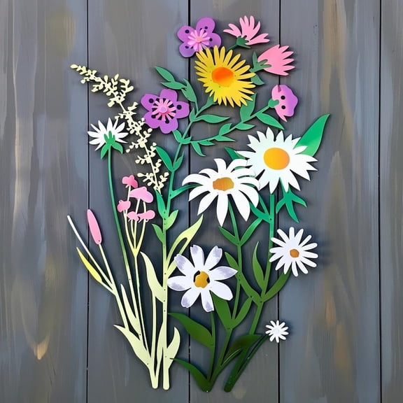 Wildflower Metal Wall Art Sculpture Botanical Floral Wall Decor