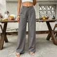 thumbnail image 3 of Lumosvexa Women's Wide Leg Jeans, with Pockets Loose Fit Elastic Waist Fall Trendy Office Pants Gray L, 3 of 7