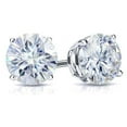 thumbnail image 2 of 18k White Gold Round Moissanite Stud Earrings (3 1/2ct TGW, 8mm, H-I)&nbsp;4-Prong Set, Screw-Back by Diamond Wish, 2 of 3