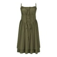thumbnail image 4 of TFEOQRY Women's Renaissance Dress Spaghetti Straps Ruffled Neckline Corset Lace Up Front Tiered Skirt Outfit Olive Green, 4 of 9