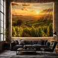 thumbnail image 6 of Vineyard Sunset Landscape with Sunbeams Over Rolling Hills Romantic Watercolor for Wine Enthusiasts Rustic Vineyard Wall Decor Housewarming Gift Tapestry Wall Hanging for Living Room and Bedroom, 6 of 7