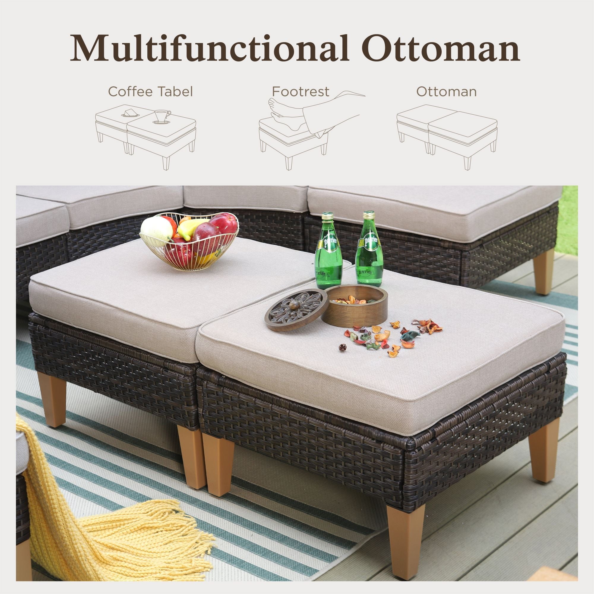 Sophia & William 10 Piece Outdoor Wicker Patio Conversation Sofa Set Outdoor Sectionals