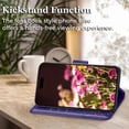 thumbnail image 4 of Compatible with iPhone 15 Pro Case Wallet for Women,Butterfly Embossed PU Leather Flip Folio Cover Card Holder Slots Wrist Strap Protective Phone Case for iPhone 15 Pro 6.1 Inch (Purple), 4 of 15