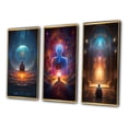 thumbnail image 3 of Designart "Space Meditation Inner Light Connection I" Robot Framed Wall Art Set Of 3 - Blue Modern Frame Gallery Wall Set For Home Decor, 3 of 6