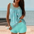 thumbnail image 2 of Atogsazn Conservative Printed Tankini Swimsuit for Women Plus Size Two Piece Swimdress Colorful Top and Boyshort Swimwear Light Blue M on Clearance, 2 of 9