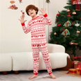 thumbnail image 5 of Yuaguia Family Matching Christmas Pajamas, Nordic Reindeer Snowflake Fair Isle Print Long Sleeve Top and Red White Holiday Pattern Lounge Pants Sleepwear Set, Kids 5 Years, 5 of 9