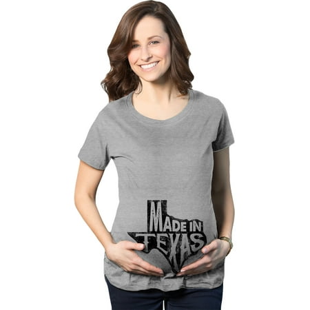 

Maternity Made In Texas T-Shirt Funny Hometown Pregnancy Announcement Tee (Heather Grey) - M