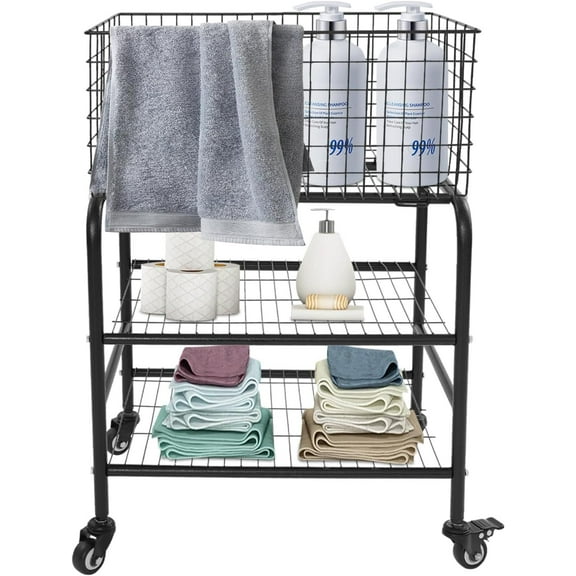 Wire Rolling Laundry Baskets with Wheels, Garment Storage Cart, Commercial Wire Laundry Cart, Load Capacity, Garment Metal Rack for Clothes Wash and Dry Sort