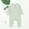 thumbnail image 3 of JYYYBF Infant Baby Boy Girl Long Sleeve Romper Newborn Solid Color One Piece Ribbed Knit Jumpsuit Long Pants Unisex Basic Homewear, 3 of 6