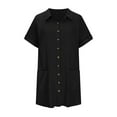 thumbnail image 4 of Diufon Casual Dresses for Women Solid Color Dress with Pockets Lapel Short Sleeve Button Down Dress, 4 of 6