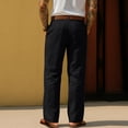 thumbnail image 5 of Men's Lightweight Dress Pants Cotton Linen Casual Summer Beach Wedding Trousers Event Slacks Occasion Bottoms, Black L, 5 of 5