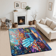 thumbnail image 2 of CURLYOOT Spring Rustic Watercolor Courtyard Area Rugs 5'x7' Washable Rug Large Living Room Rug Non Slip Indoor Floor Carpet for Dining Room Bedroom Home, 2 of 7