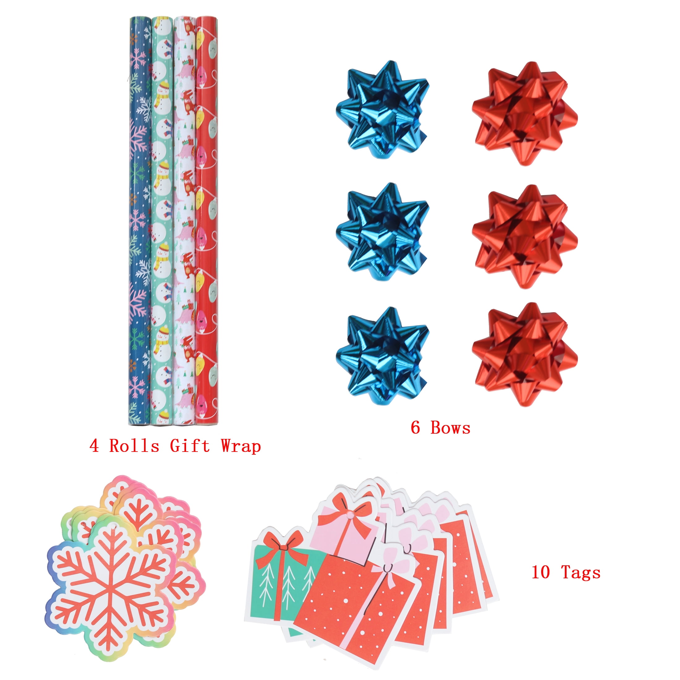 Kit de papier cadeau de Noël multicolore Holiday Time, 20 pièces, 80 pieds carrés