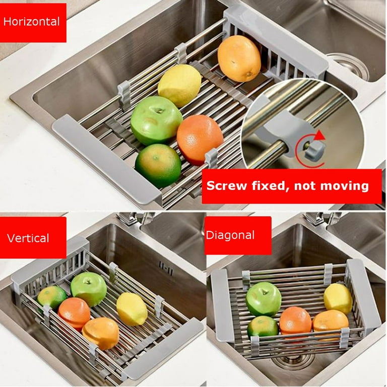 Kitchen Telescopic Drainage Rack Collapsible Drainer Basket Fruits And  Washing Vegetables Cleaner Drain Tray Home Cleaning Tools - AliExpress