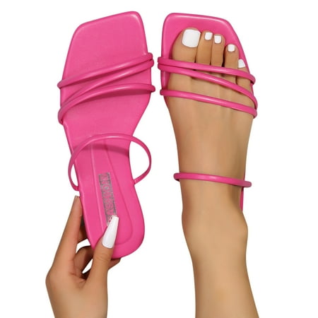 

Youmylove Women Slippers Women Flat Strap Open Toe Slippers Square Headband Beach Sandals Fairy Fashion Slippers Summer Fashion Beach Slippers Zapatos De Mujer Shoes