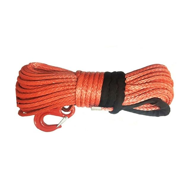 Synthetic Winch Rope Line Cable 12mm X 30m UHMWPE Fiber Synthetic Winch Rope With Hook For ATV/UTV/4WD/4X4/OFFROAD ,Easy to Carry