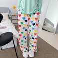 thumbnail image 2 of Women  Trousers Colorful Heart-shaped Pattern Pants Casual Loose Home Wide-leg Pants, 2 of 6