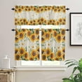 thumbnail image 2 of Yellow Sunflower Kitchen Curtains, Spring Floral Striped Farmhouse 3-Piece Kitchen Curtain Valance and Tiers Set 36 Inch Length, Rod Pocket Half Window Curtains for Cafe Living Room Bathroom, 2 of 6