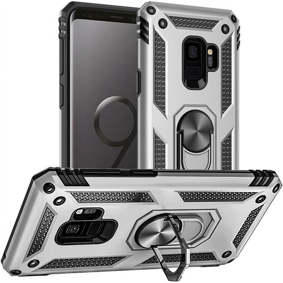 for Samsung Galaxy S9 Case, Galaxy S9 Case, [Military Grade 16ft. Drop Tested] Ring Shockproof Protective Phone Case for Samsung Galaxy S9,Silver