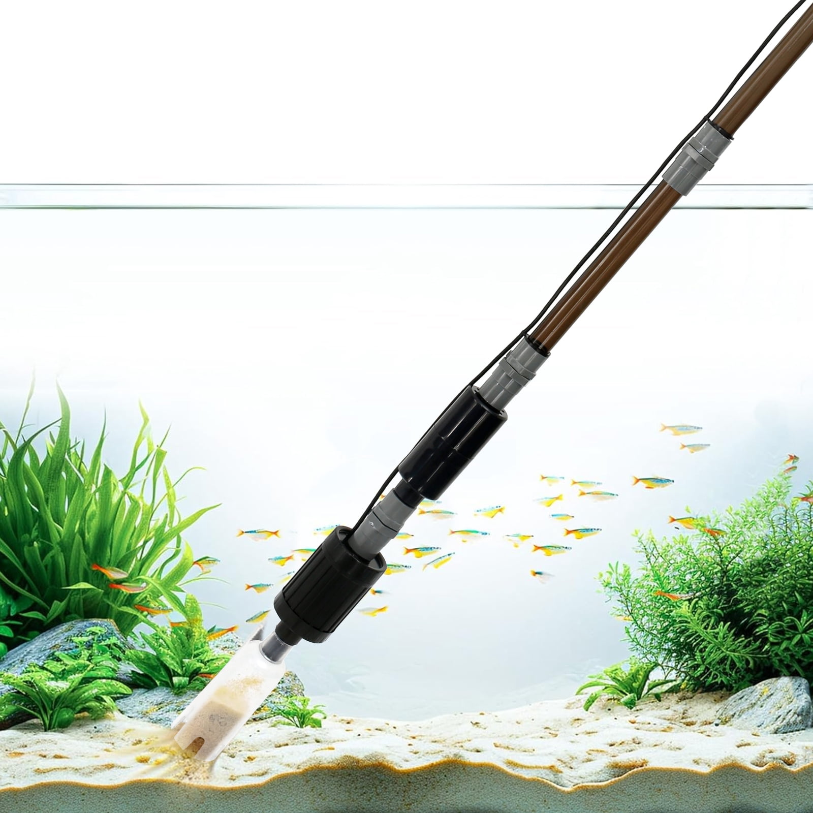 6 In 1 Automatic Aquarium Gravel Cleaner with Strong Suction,Vacuum Cleaner Kit Fish Tank Cleaner Fish Tank Vacuum Electric Fish Tank Cleaning Tool for Wash Sand Water Changing