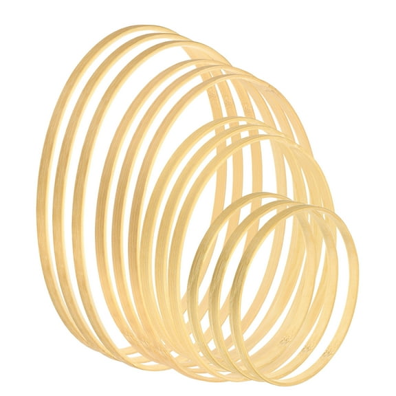 Uxcell 6/8/10/12 Inch Wooden Bamboo Floral Hoop Rings 12Pcs in 1 Set