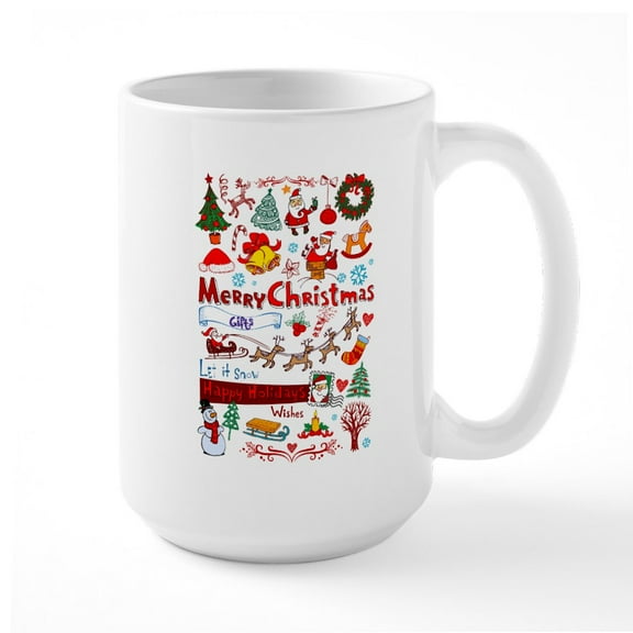 CafePress - Christmas Mugs - 15 oz Ceramic Large White Novelty Mug