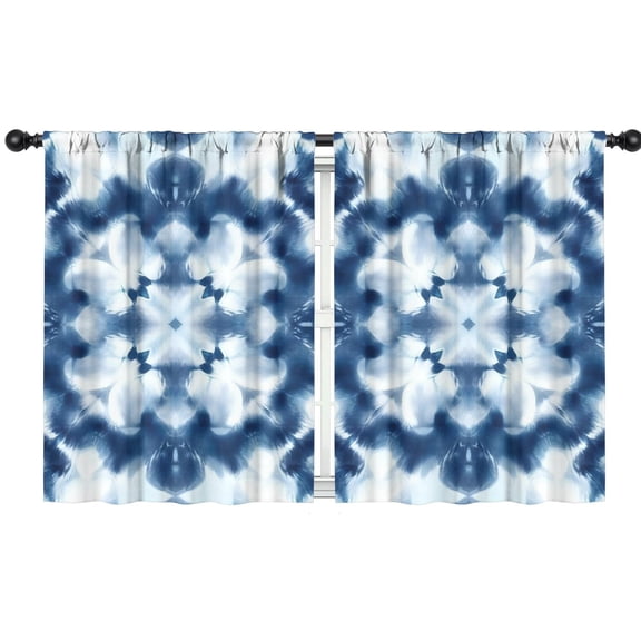 Blackout Kids Curtains,Blue White Tie Dye Mandala Pattern Childrens Insulated Curtains Set Of 2,Bedroom Essentials,Toddler Room Decor 42"x54"