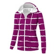 thumbnail image 4 of Htigea Striped Hoodies for Women Full Zip Up Hooded Long Sleeve Trendy Slim Fit Sweatshirts with Pockets Purple S, 4 of 9