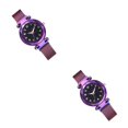 thumbnail image 3 of Qarigey Reloj con hebilla magnética Universal, relojes luminosos de cuarzo, espejo de cristal, fuerte succión, reloj de de moda, caja de Púrpura 2Conjunto, 3 of 6