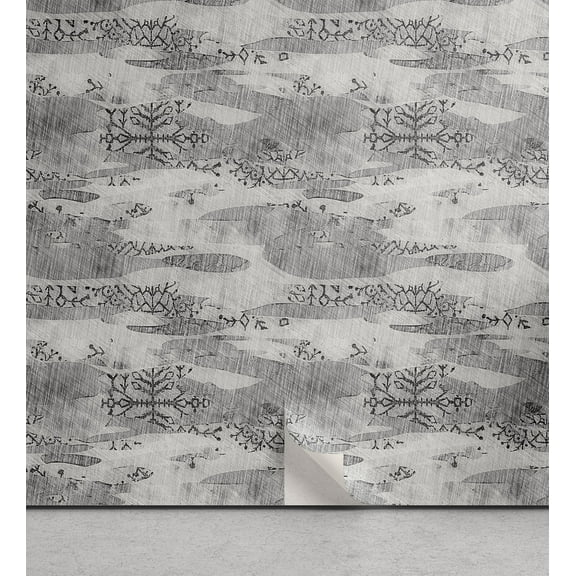 Ambesonne Grunge Art Peel & Stick Wallpaper for Home, Abstract Pattern Branch, 13"x36", Pale Grey Dimgray