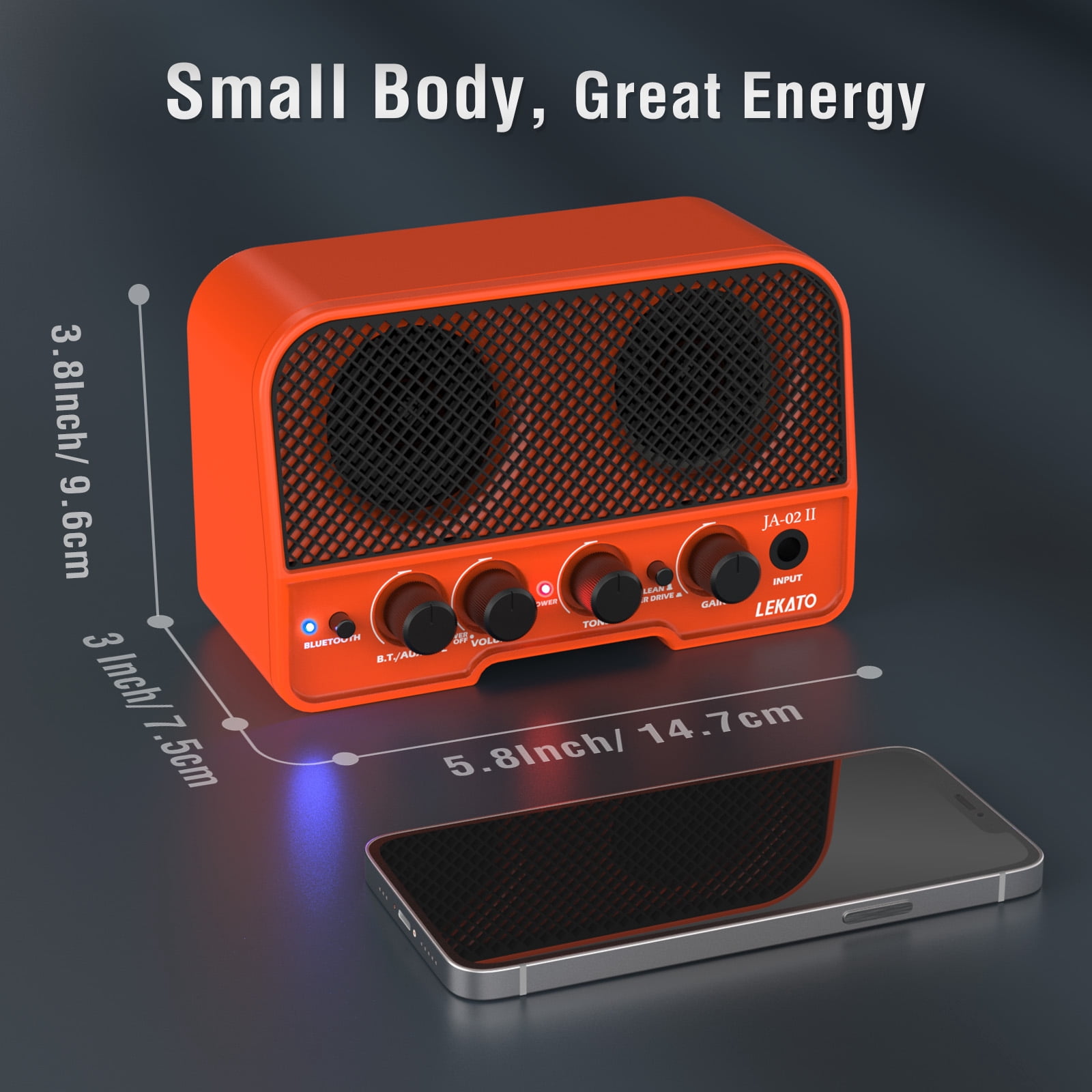 LEKATO Mini Guitar Amp 5W Rechargeable Electric Guitar Amplifier Clean&Overdrive Effects Bluetooth Guitar Amp Portable for Daily Practice