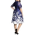 thumbnail image 3 of Orqqct Women Plus Size Floral Print Lace Stitching V-Neck Short Sleeve Swing Dress, 3 of 4