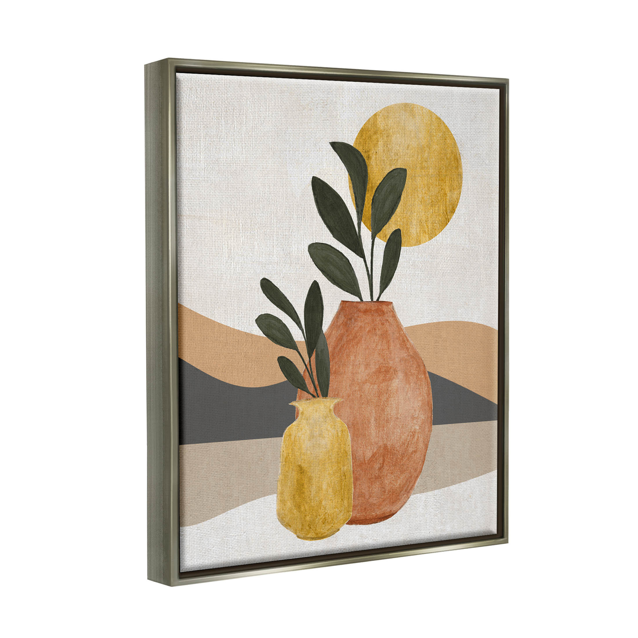 Desert Sun Geometric Botanicals Botanical & Floral Graphic Art Luster Gray Framed Art Print Wall Art