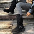 thumbnail image 5 of Black Feminine Mid Calf Boots With Buckle Detail Round Toe And Heel For Winter Wear Comfortable And Stylish, 5 of 9