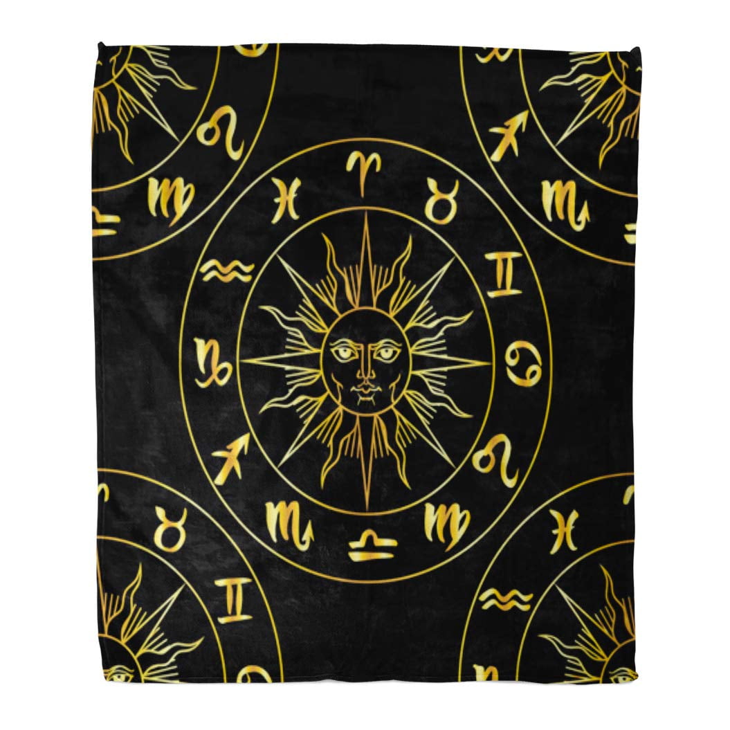 LADDKE 50x60 inch Super Soft Throw Blanket Celestial Zodiac Signs and