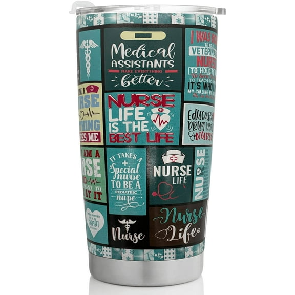 Nurse Gifts for Women, Nurse Tumbler, Nurses Week Gifts 20 Oz Stainless Steel Travel Cup Nurse Practitioner Gifts Double Wall Insulated Coffee Mugs with Splash-proof Lid