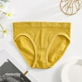 thumbnail image 2 of Clearance Cqxid525 Women's Seamless Underwear Women Mid Waist Solid Color Ribbed Cotton File Breathable Seamless Briefs Panties Yellow, 2 of 3