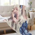 thumbnail image 6 of 70x55 Inches Glow in The Dark Blanket Cozy Throw Camping Blankets for Home and Outdoor Use Dusty Pink Peonies, 6 of 8