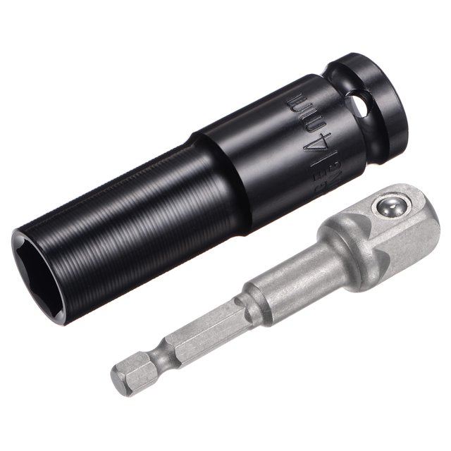 Unique Bargains Socket Accessory Set, 14mm Deep Socket 1/4' Hex Shank Impact Adapter with 1/2' Drive