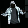 thumbnail image 2 of YLSDY Men's Reflective Hooded Casual Jacket Zipper Long Sleeve Dance Coat Night Exercise Fluorescent Outwear Outdoor Activewear White L, 2 of 9